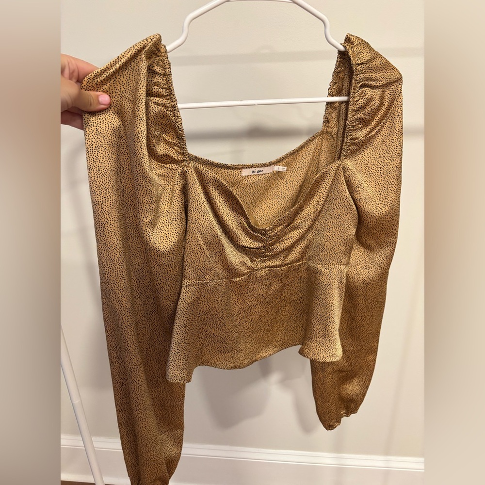 Mi Ami Brand Gold Satin Micro Dot Top